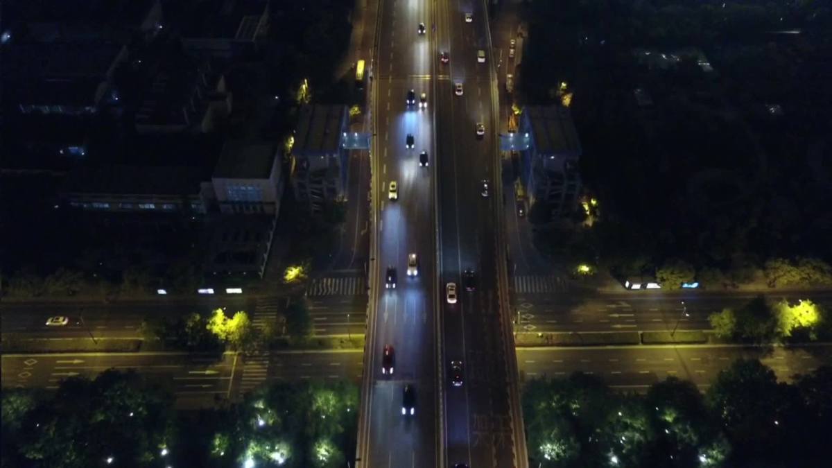 杭州复兴大桥亮灯夜景