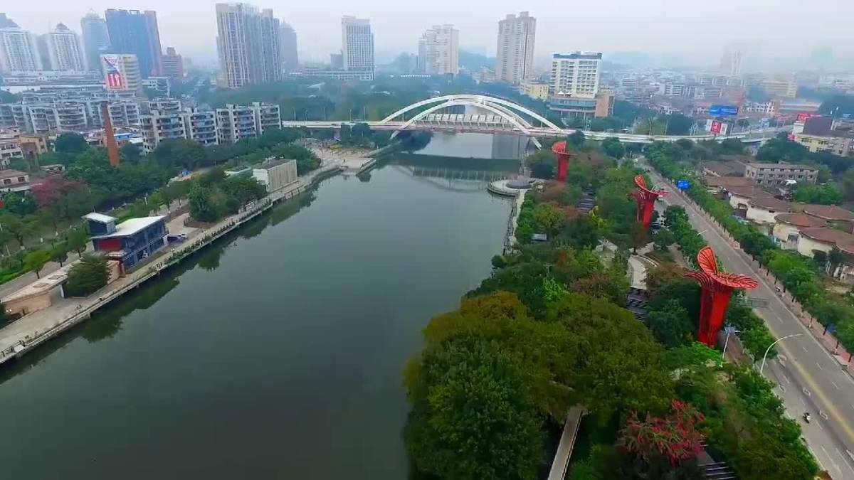 航拍-中山市美景-歧江两岸