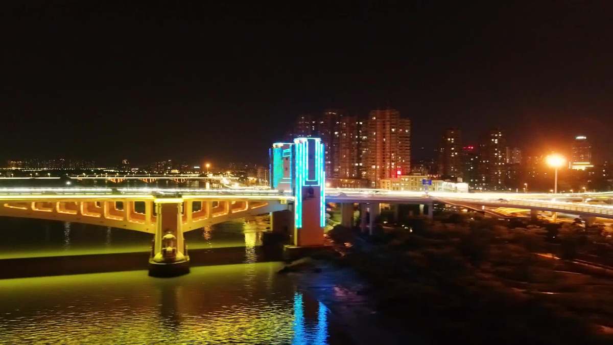 泉州田安大桥夜景航拍