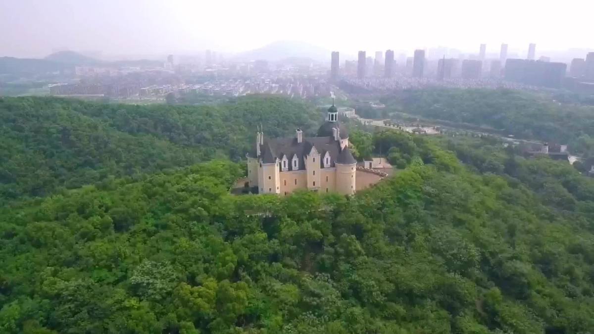 航拍杭州广厦天都城城堡