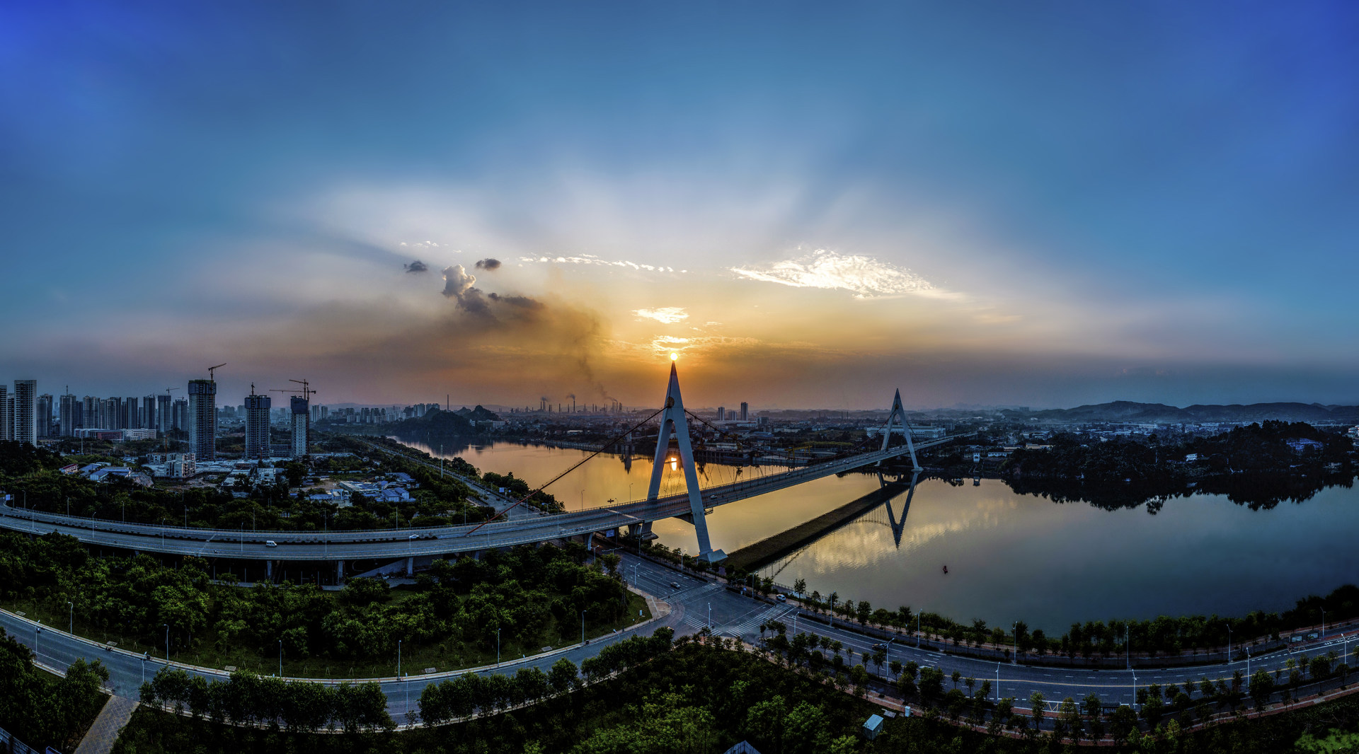 柳州鹧鸪江大桥景色