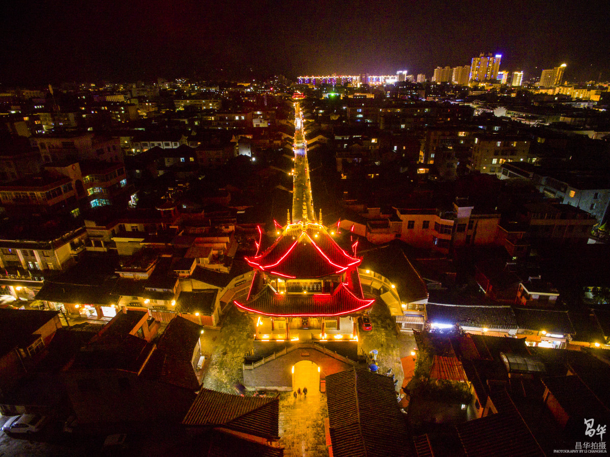 航拍会理古城夜景