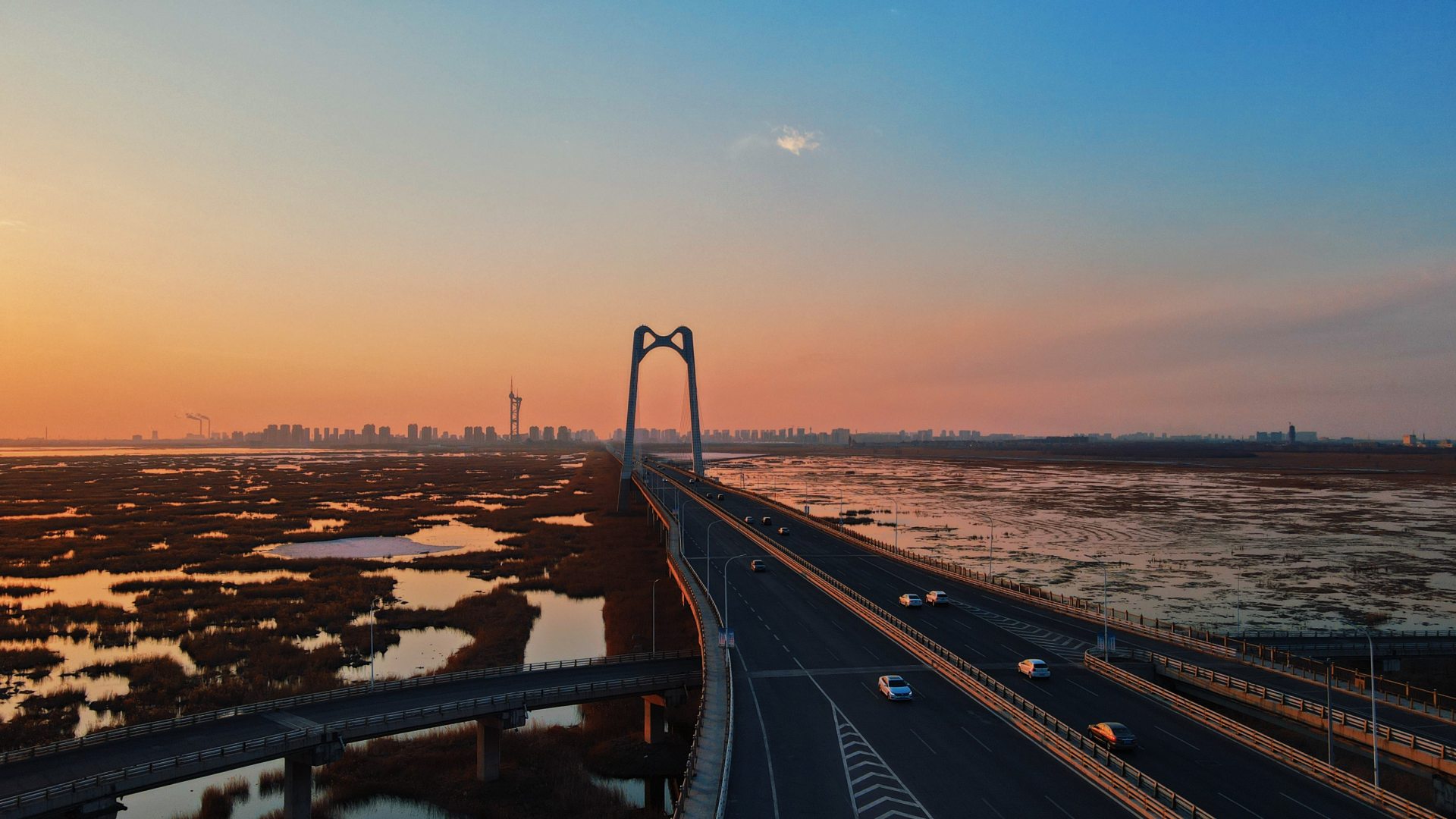 航拍黑龙江大庆湿地