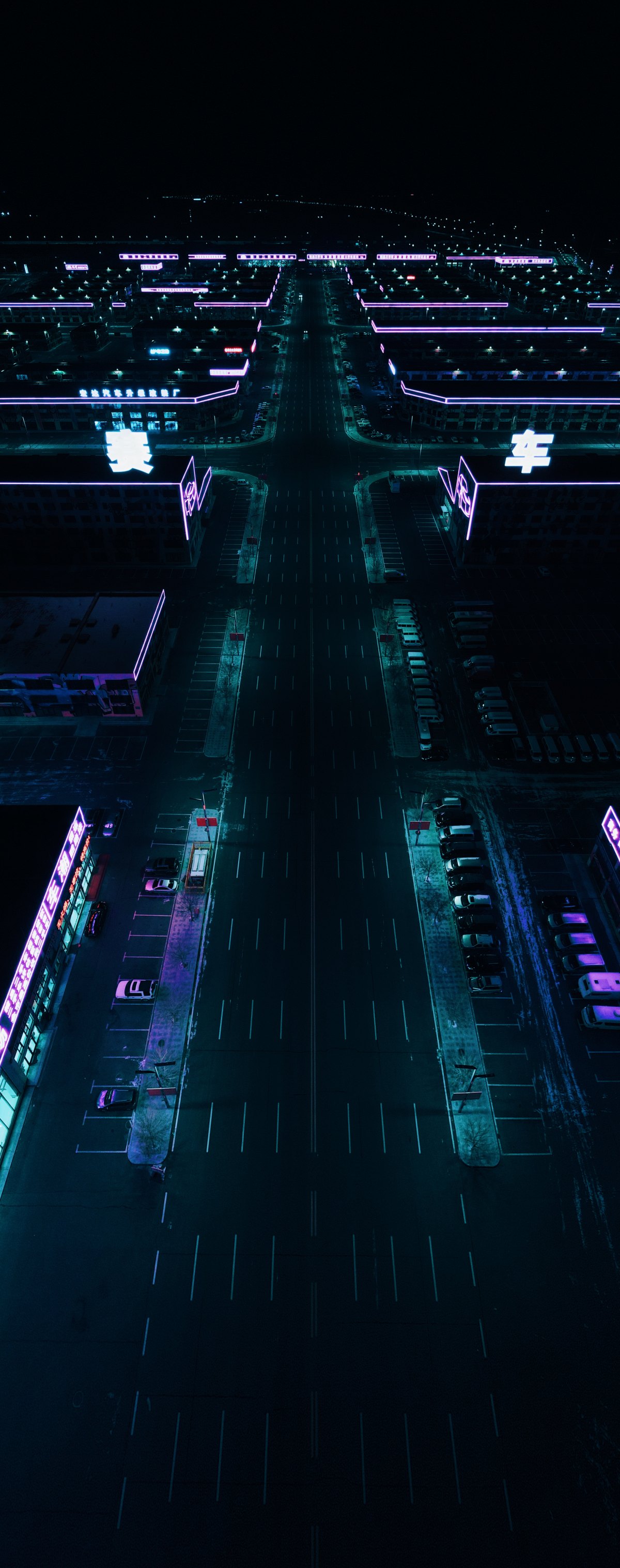 航拍参赛作品赛博朋克风格的夜景