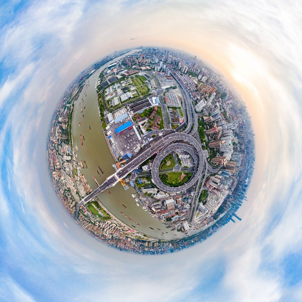 上海南浦大桥360度全景航拍