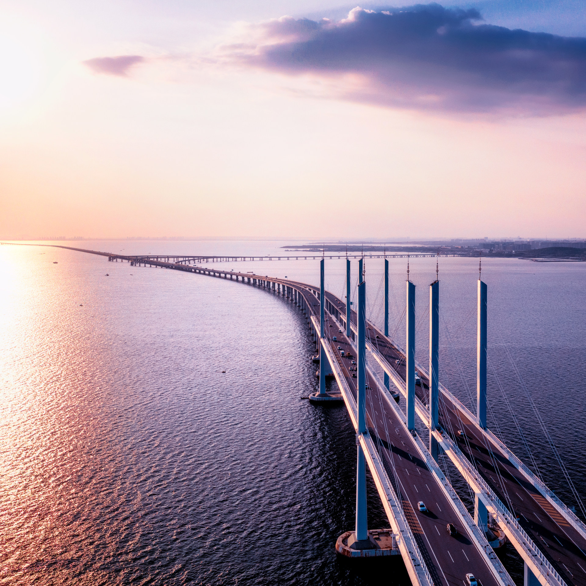 日落胶州湾跨海大桥