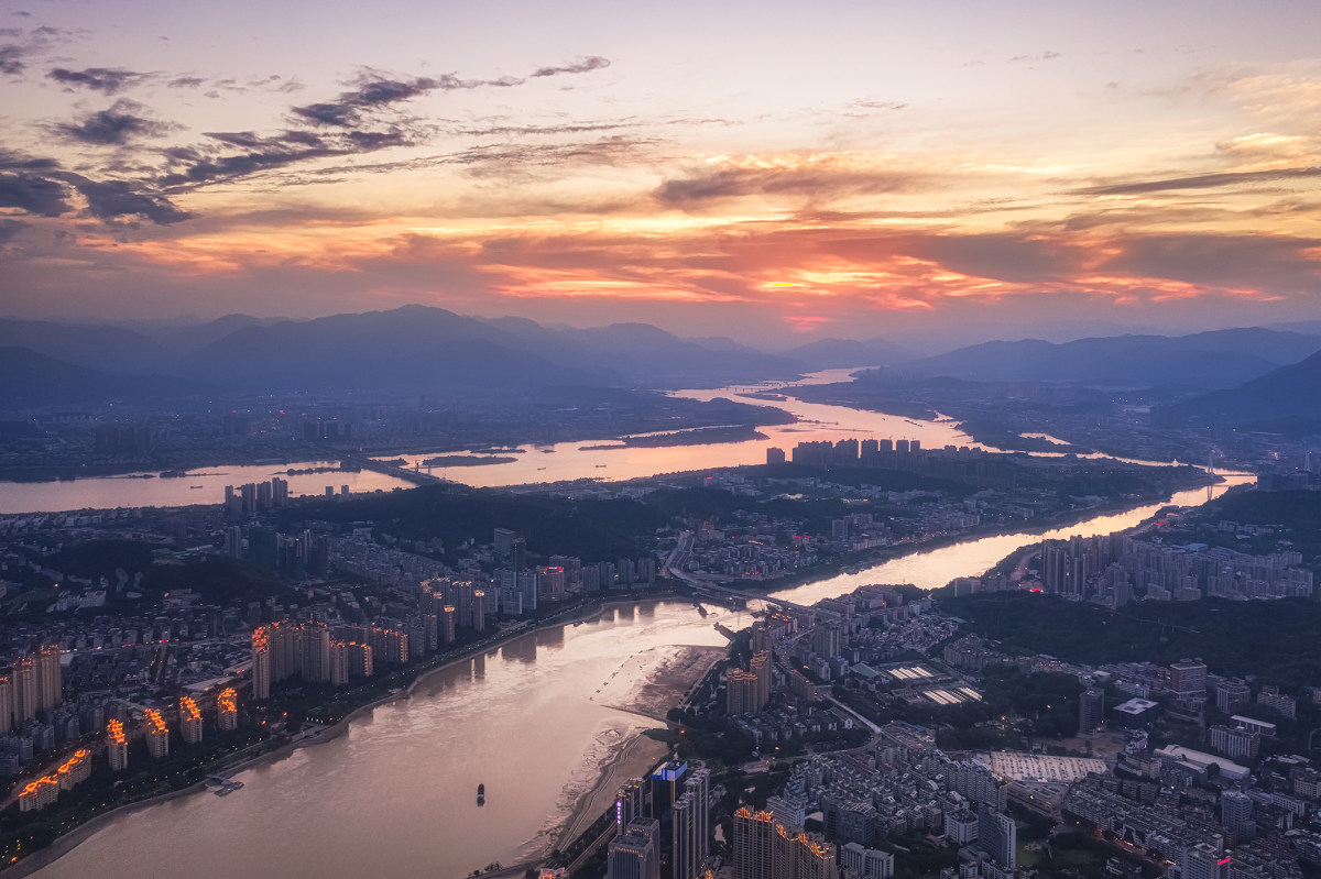 航拍中国福建福州闽江晚霞by 吕图lv Vision Skypixel