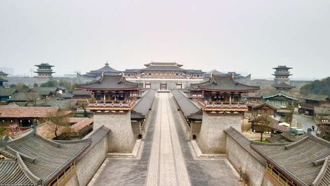 航拍襄阳唐城影视基地