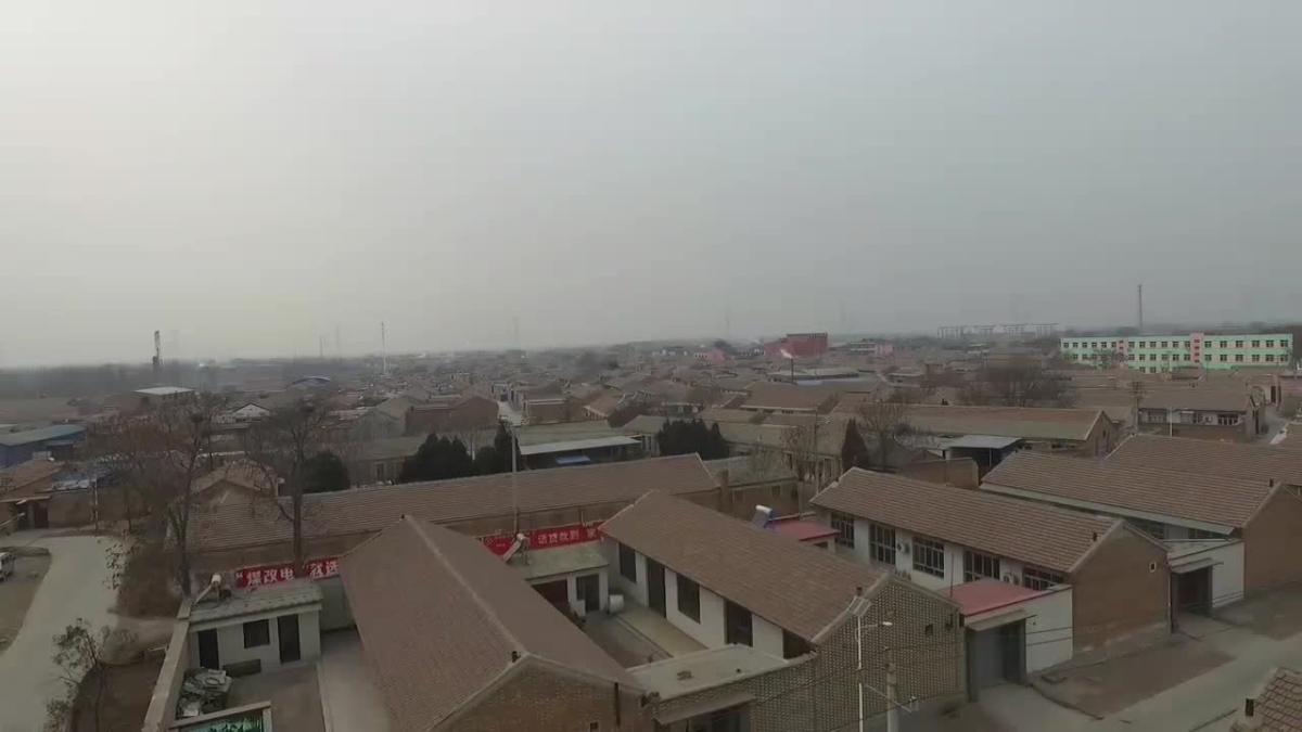 准达航拍王口镇上空鸟瞰家乡的景色