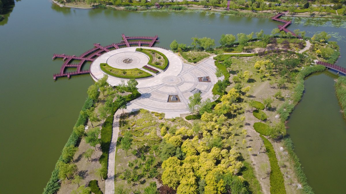 航拍潍坊浞河景区