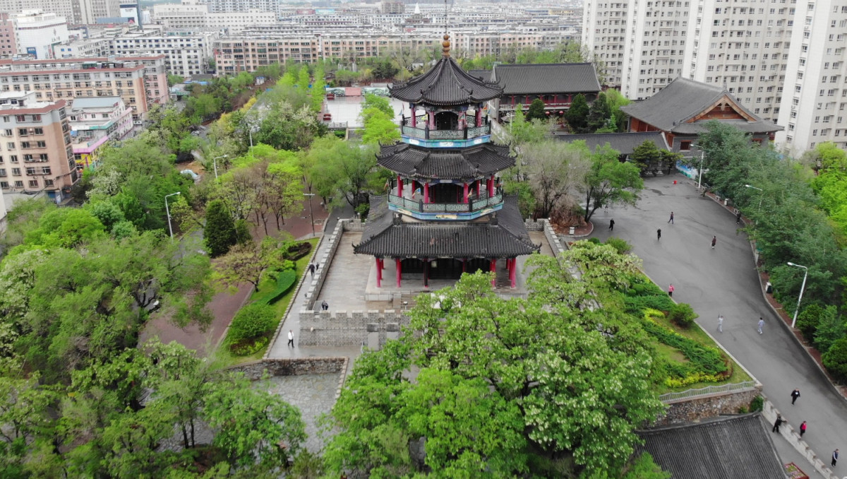 海城公园-美丽魁星楼(航拍)