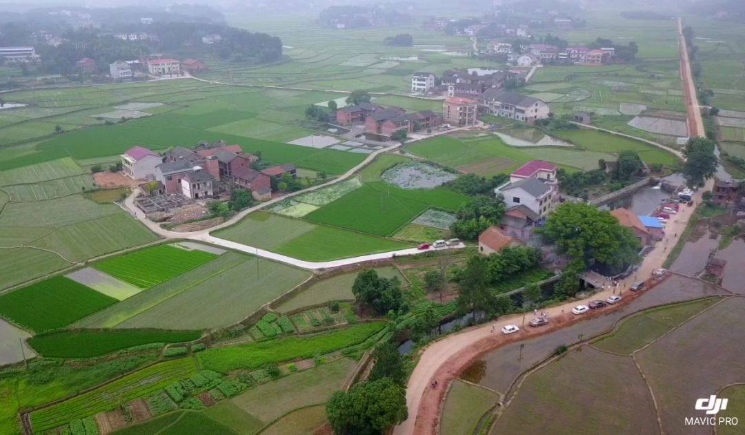 航拍衡阳县白石园田园风光