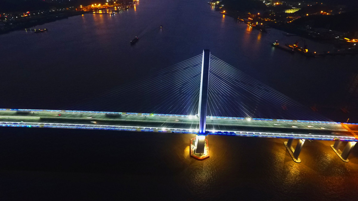 椒江二桥的夜景图片图片