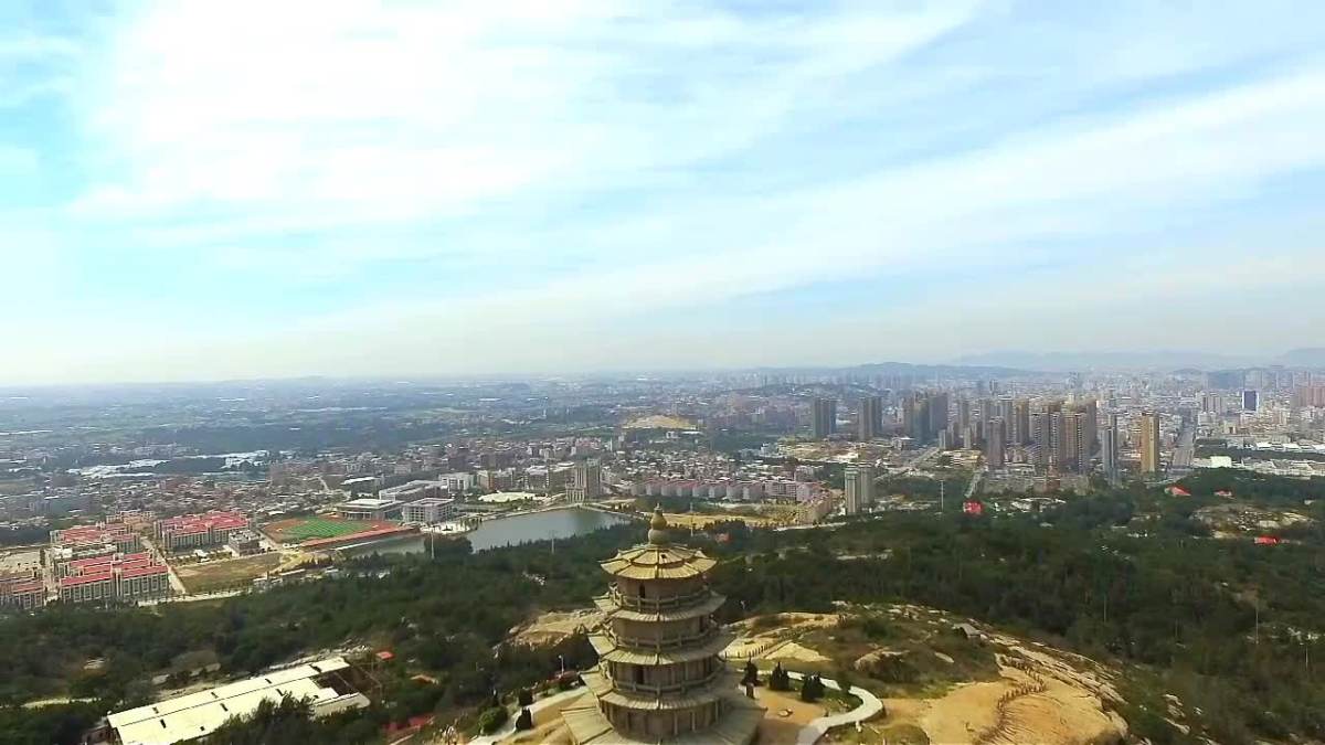 石獅寶蓋山姑嫂塔航拍石獅全景